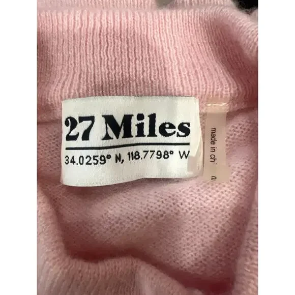 27 Miles Women Cashmere Sweater Size S Pink 100% Cashmere Soft Luxury
